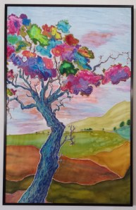 Daphne's Tree-2013- Acrylic Monoprint on silk 36x23