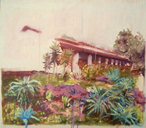 "Mission Garden," the first in a new series of paintings by Liz Ann Lange.